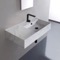 Marble Design Ceramic Wall Mounted or Vessel Sink With Counter Space